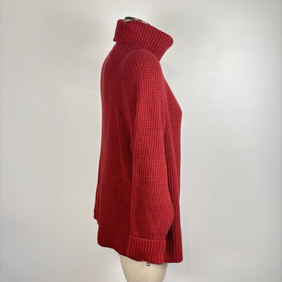 LL Bean Women's SuperSoft Waffle Sweater Turtleneck Rustic Red Size XL - Picture 6 of 10